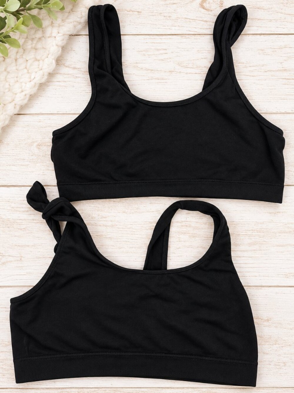 Lot of 2 Women’s Black Sports Bras / Bralettes – Seamless Stretch